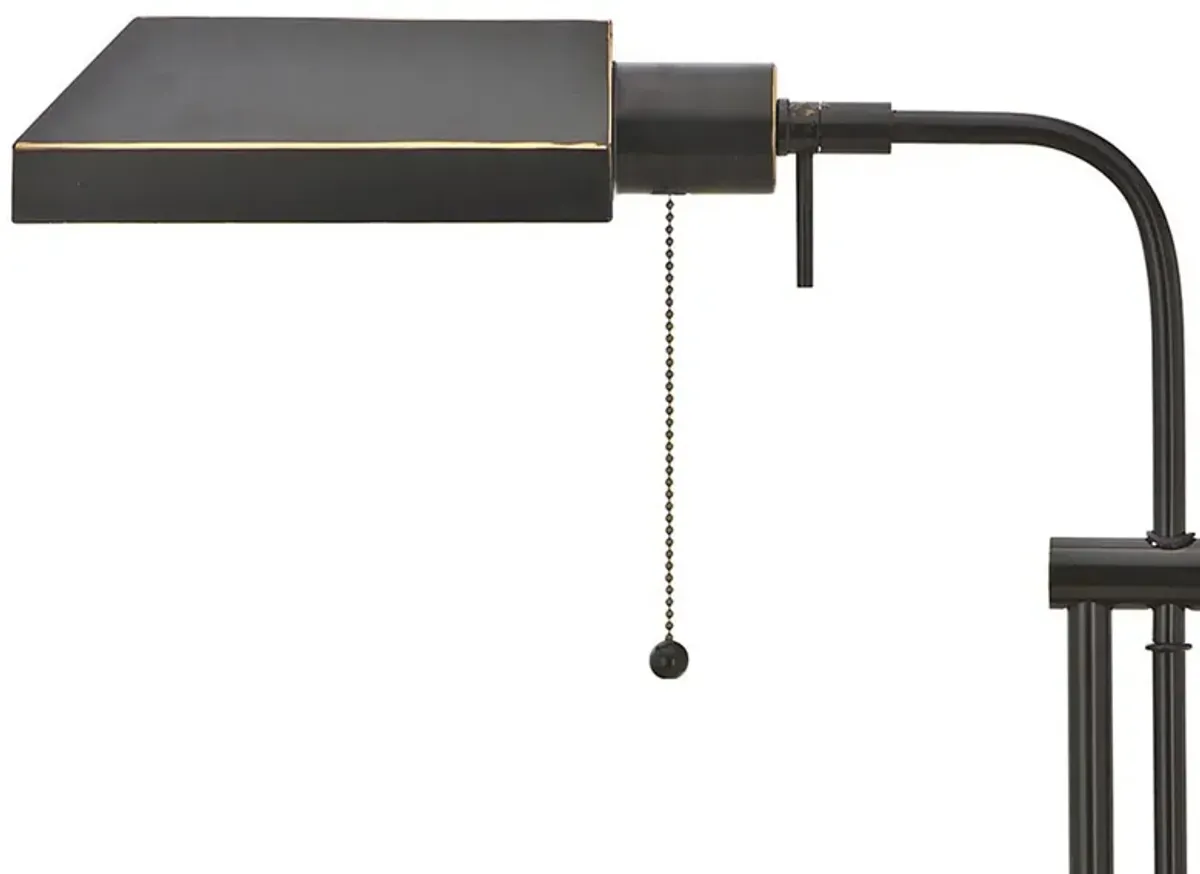 Metal Rectangular Desk Lamp with Adjustable Pole, Black-Benzara