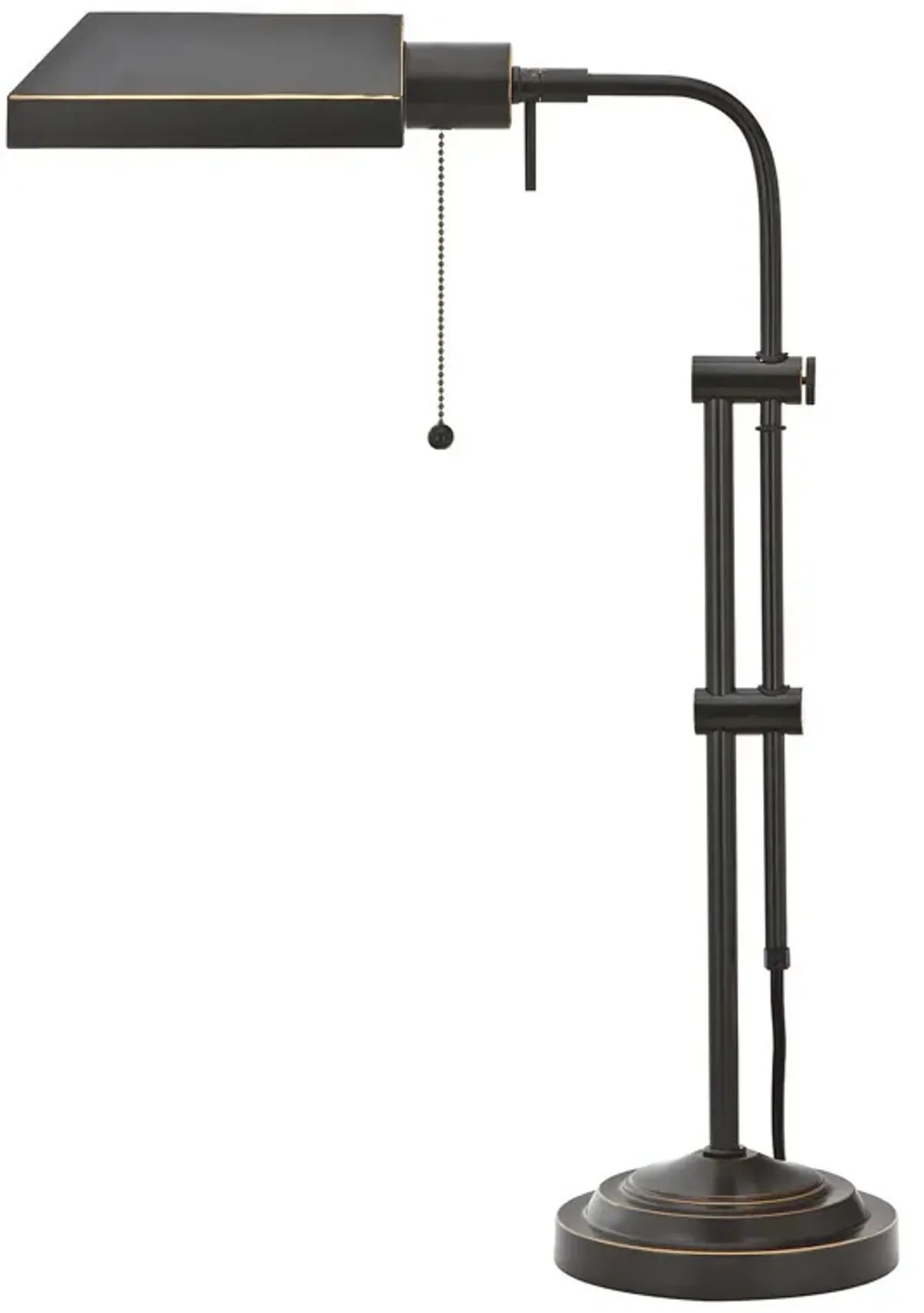 Metal Rectangular Desk Lamp with Adjustable Pole, Black-Benzara