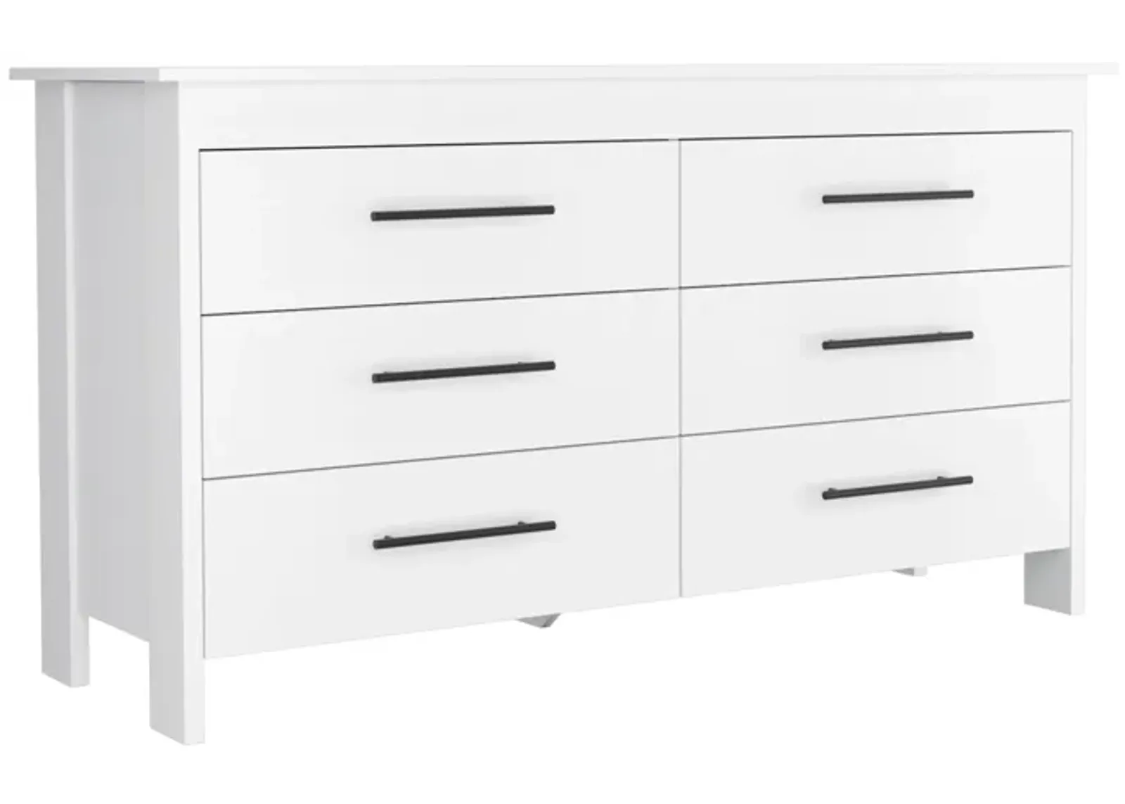 Hms 6 Drawer Double Dresser, Four Legs, Superior Top -White