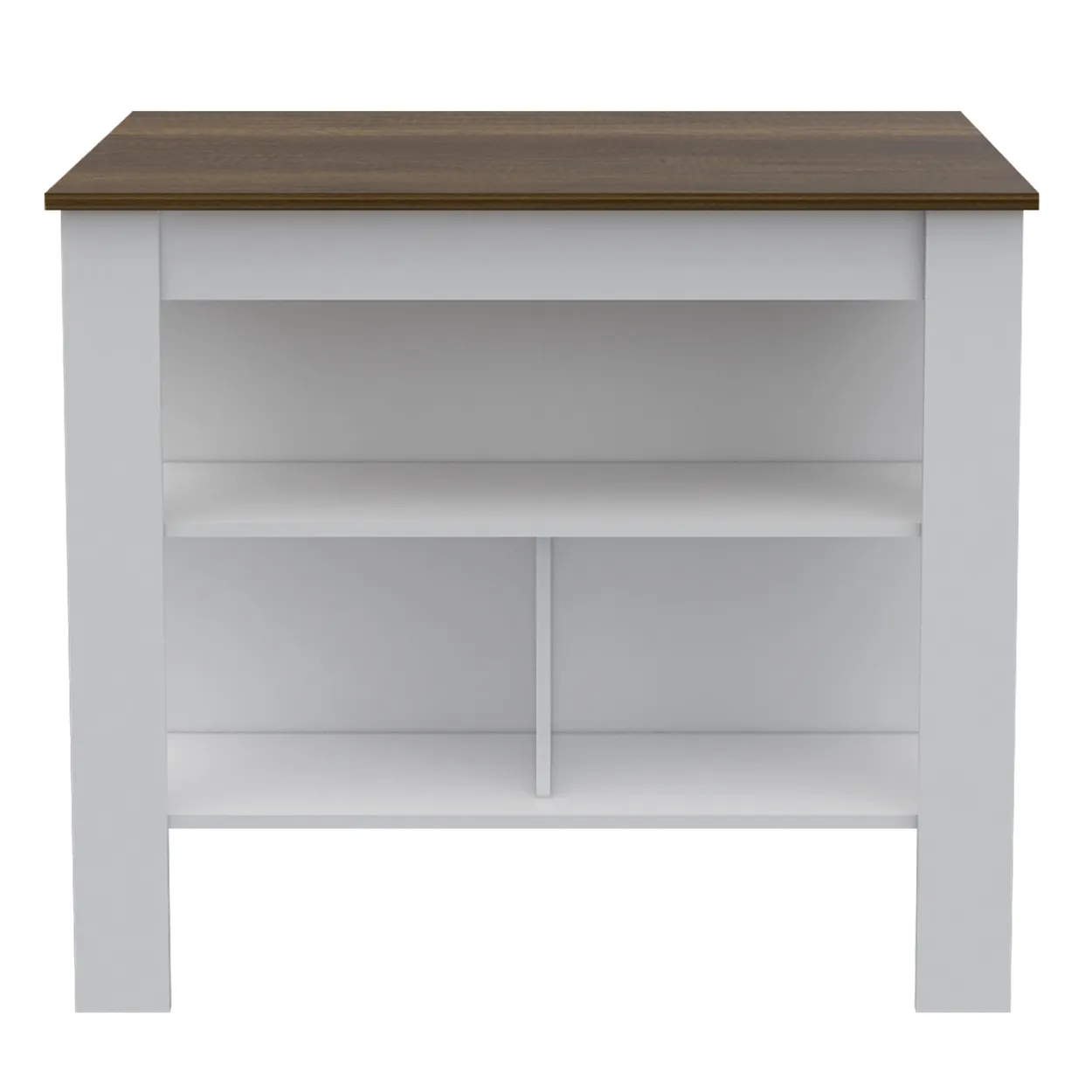 Cala Kitchen Island, Four Legs, Three Shelves - White Walnut