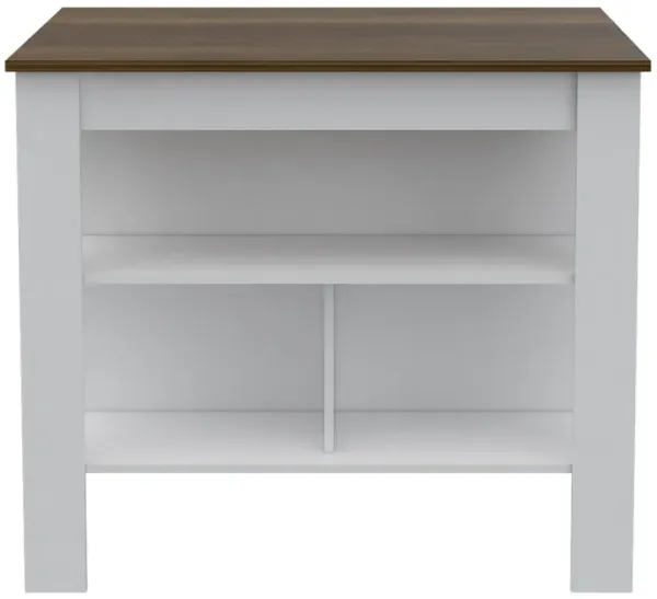 Streamdale Cala Kitchen Island, Four Legs, Three Shelves - White Walnut