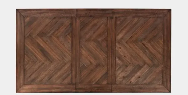 Jofran Fairview Transitional Herringbone Distressed Acacia Extension 78 Dining Table