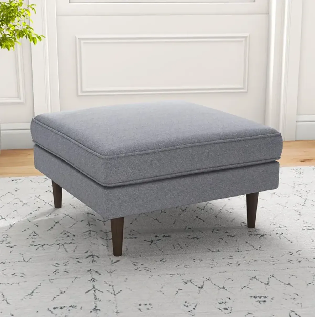Ashcroft Furniture Co Amber Mid-Century Modern Square Upholstered Ottoman