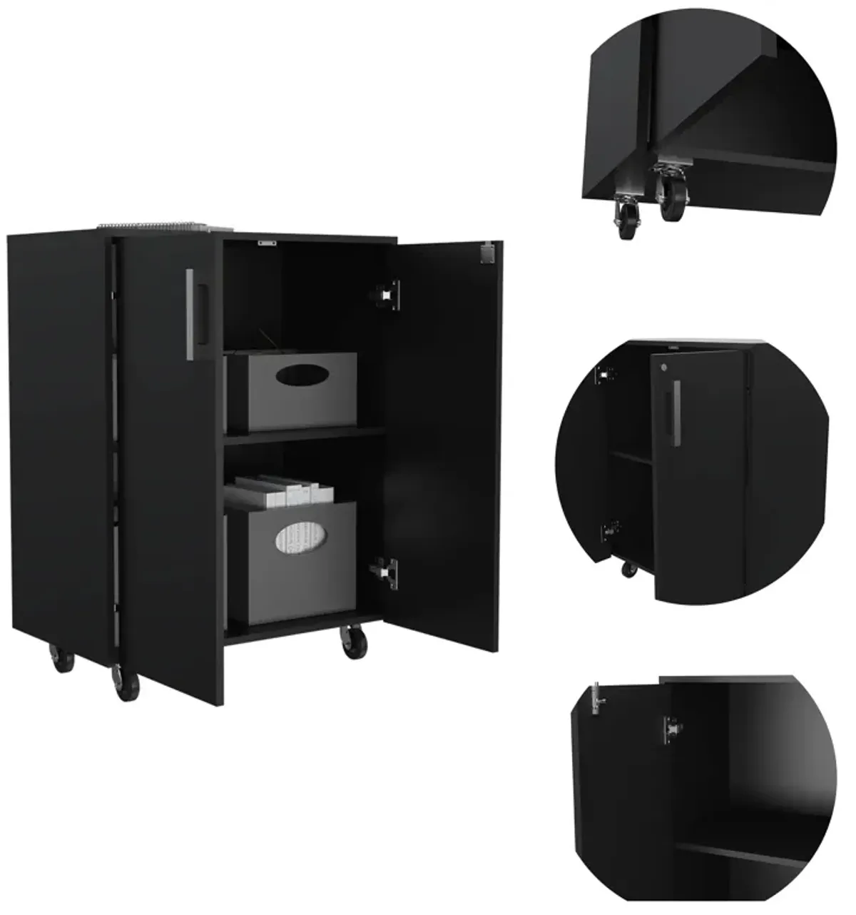 Streamdale Southrock Rectangle Storage Cabinet Base Black Wengue