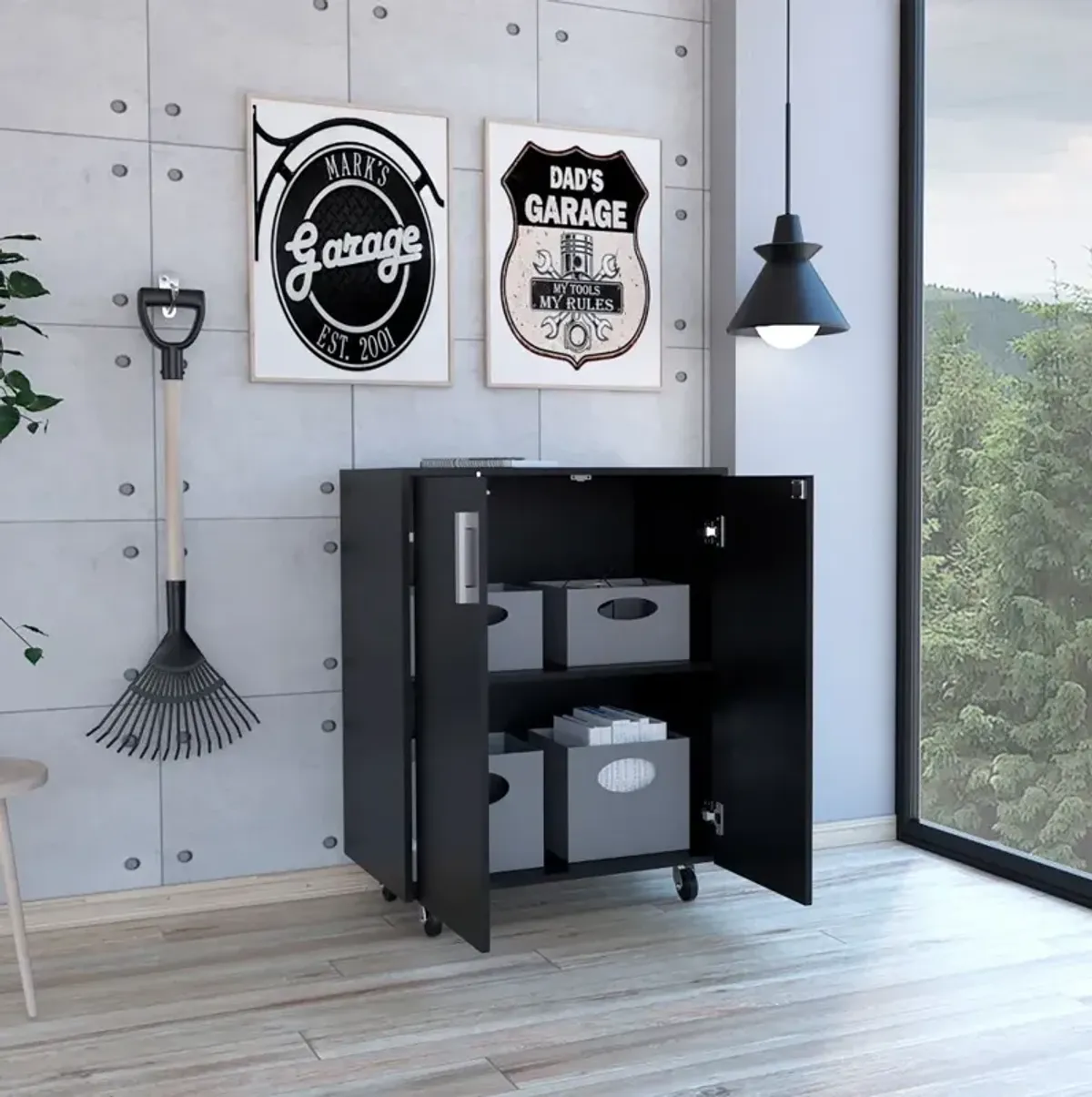 Streamdale Southrock Rectangle Storage Cabinet Base Black Wengue