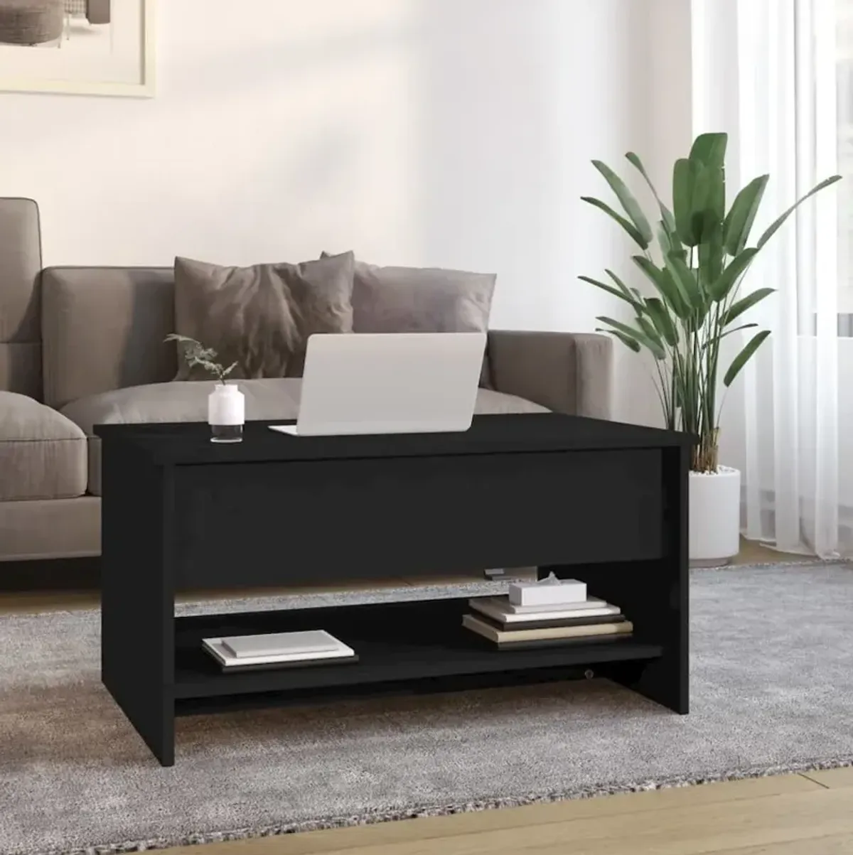 Coffee Table Black 31.5"x19.7"x15.7" Engineered Wood