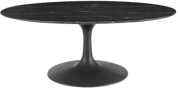 Modway Lippa Oval Artificial Marble 42" Coffee Table, 42 x 27.5 x 15.5, Black Black