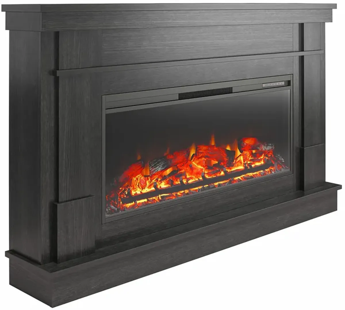 Ameriwood Home Elmcrest Wide Mantel with Linear Electric Fireplace, White