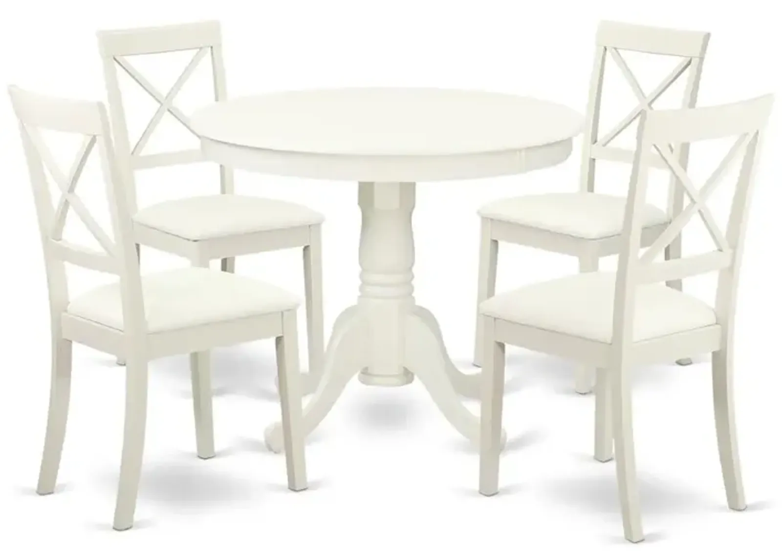 East West Furniture Dining Room Set Linen White, ANBO5-LWH-LC