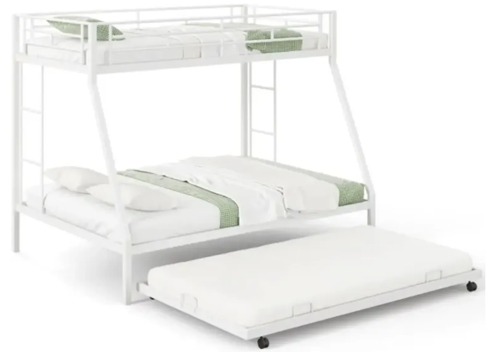 Hivvago Twin Over Full Bunk Bed Frame with Trundle for Guest Room