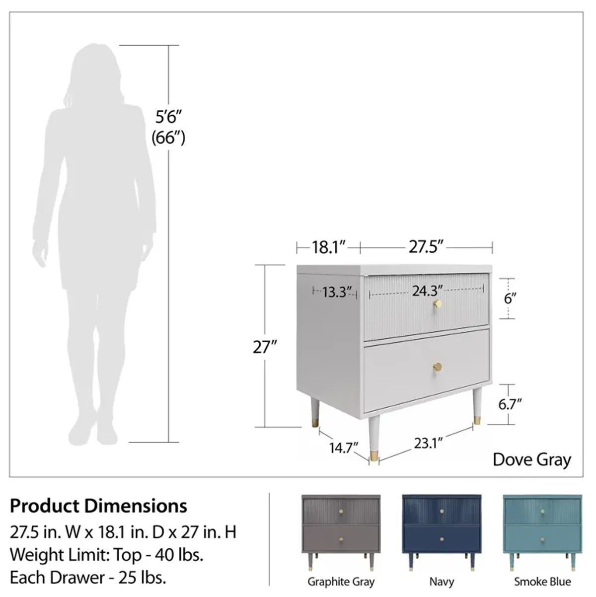 CosmoLiving by Cosmopolitan Elizabeth Nightstand