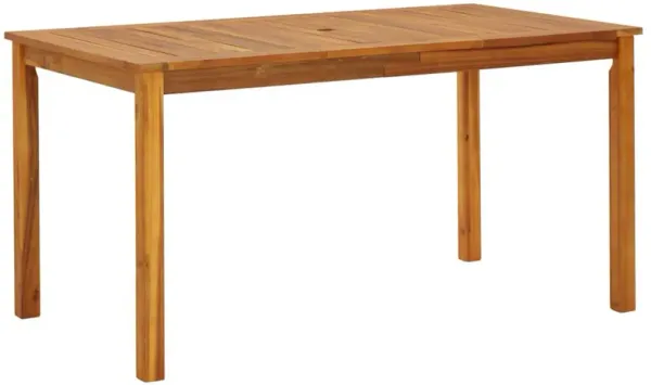 Outdoor Dining Table, 55 Inch Rectangular, Natural Brown Acacia Wood - Benzara