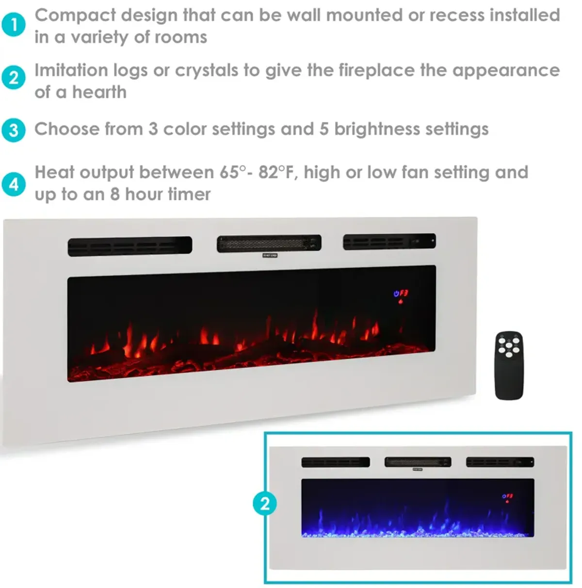 Sunnydaze 50" Sophisticated Hearth Indoor Electric Fireplace