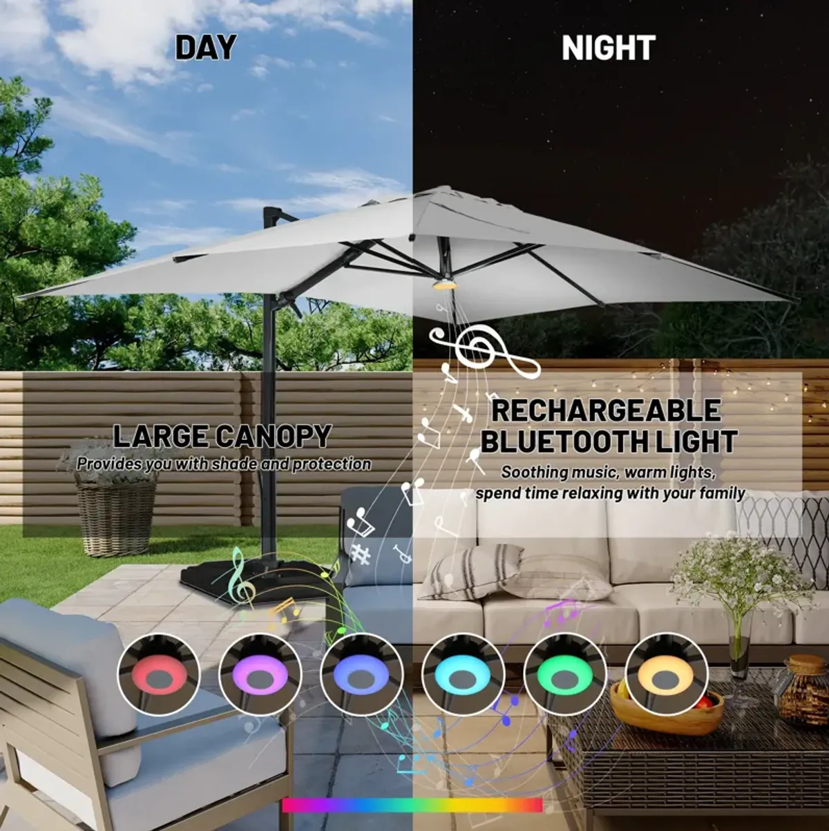 10 x 10 ft. 360° Rotation Square Patio Cantilever Umbrella with Base in Gray