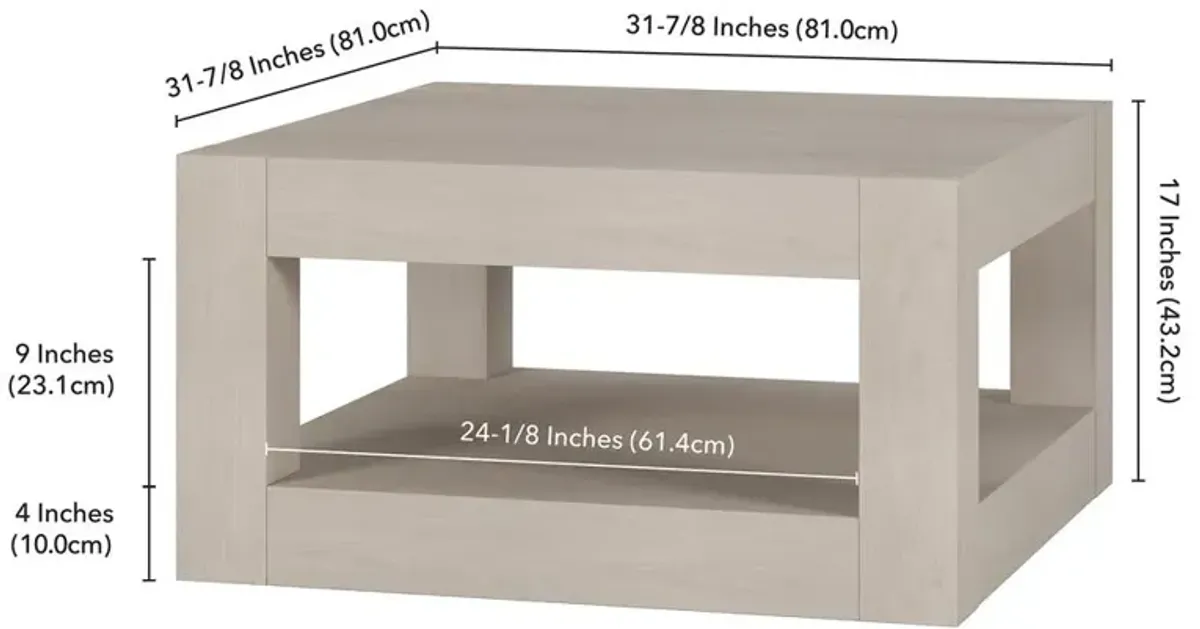 Hudson&Canal Hughes 32 Wide Square Coffee Table in Alder White