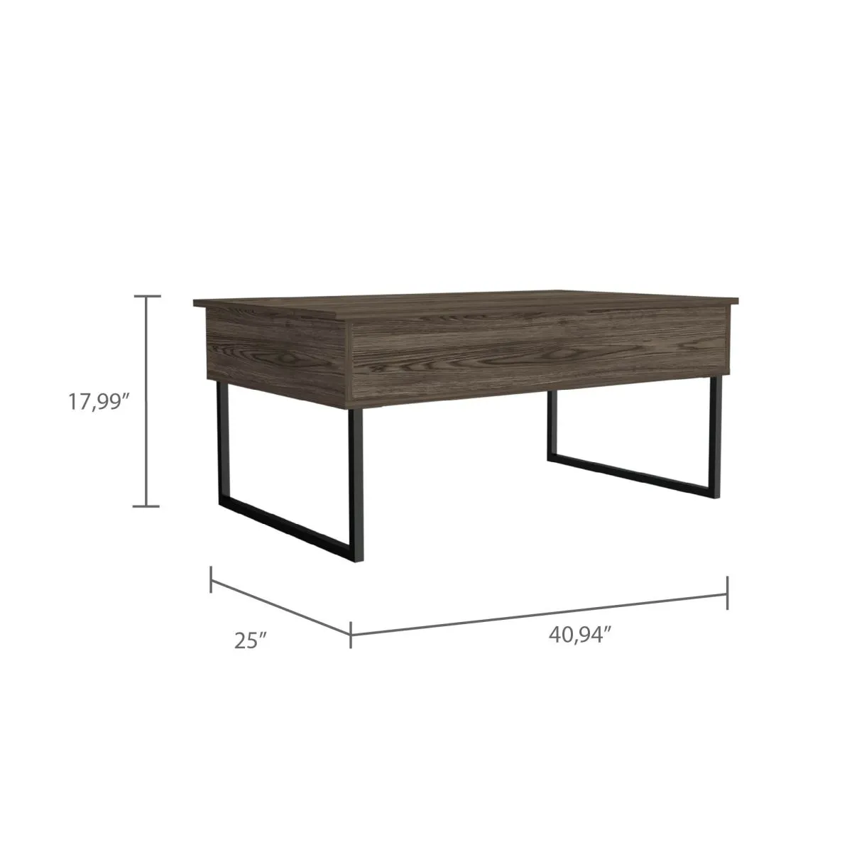 Nora Lift Top Coffee Table, Two Legs - Dark Walnut