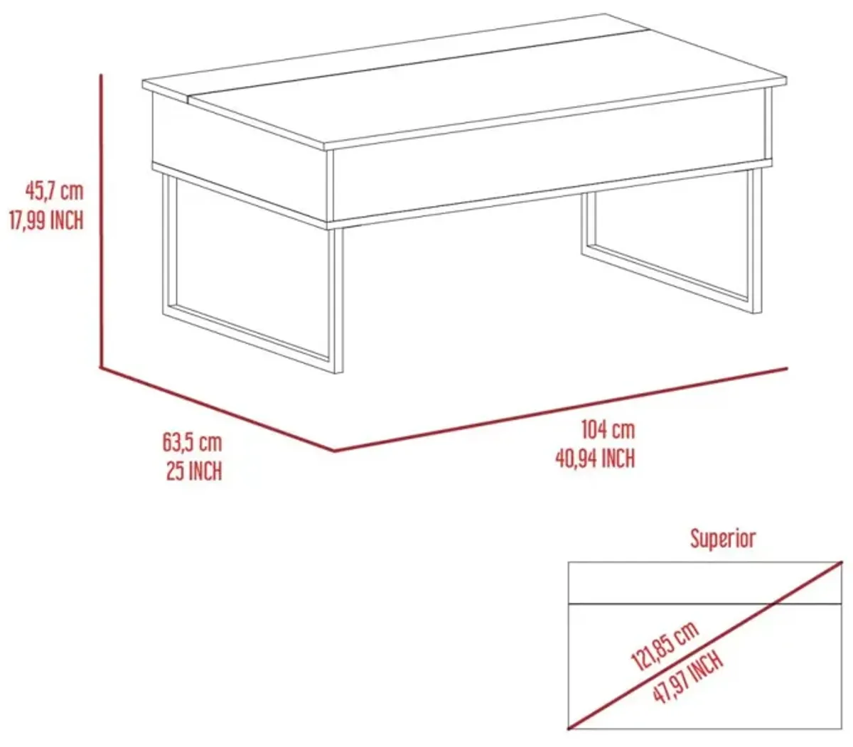 Nora Lift Top Coffee Table, Two Legs - Dark Walnut