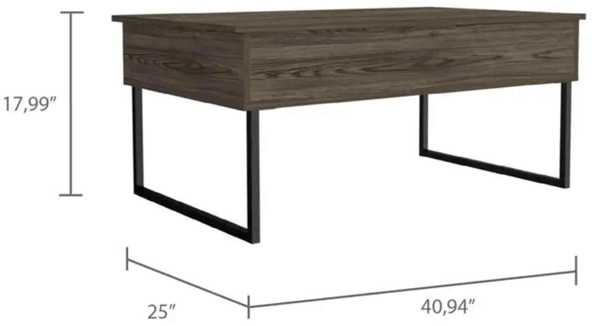 Nora Lift Top Coffee Table, Two Legs - Dark Walnut