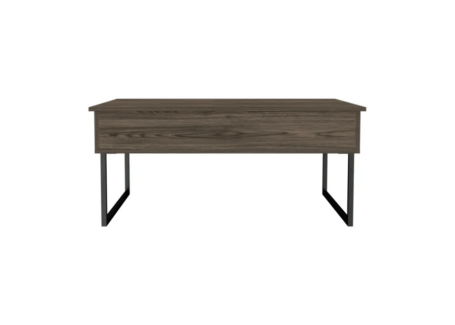 Nora Lift Top Coffee Table, Two Legs - Dark Walnut