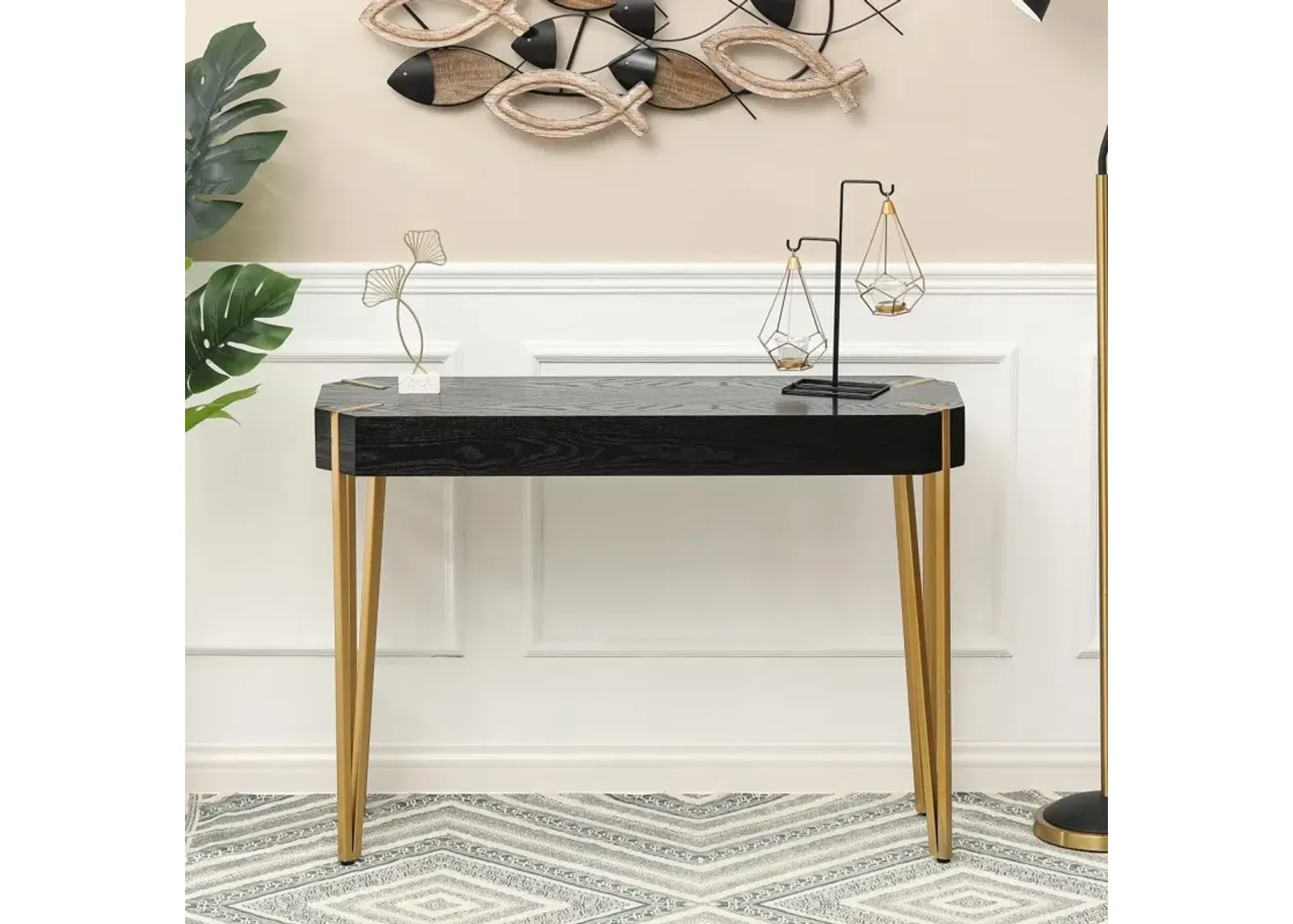 Luxen Home Wood and Metal Console Entryway Table