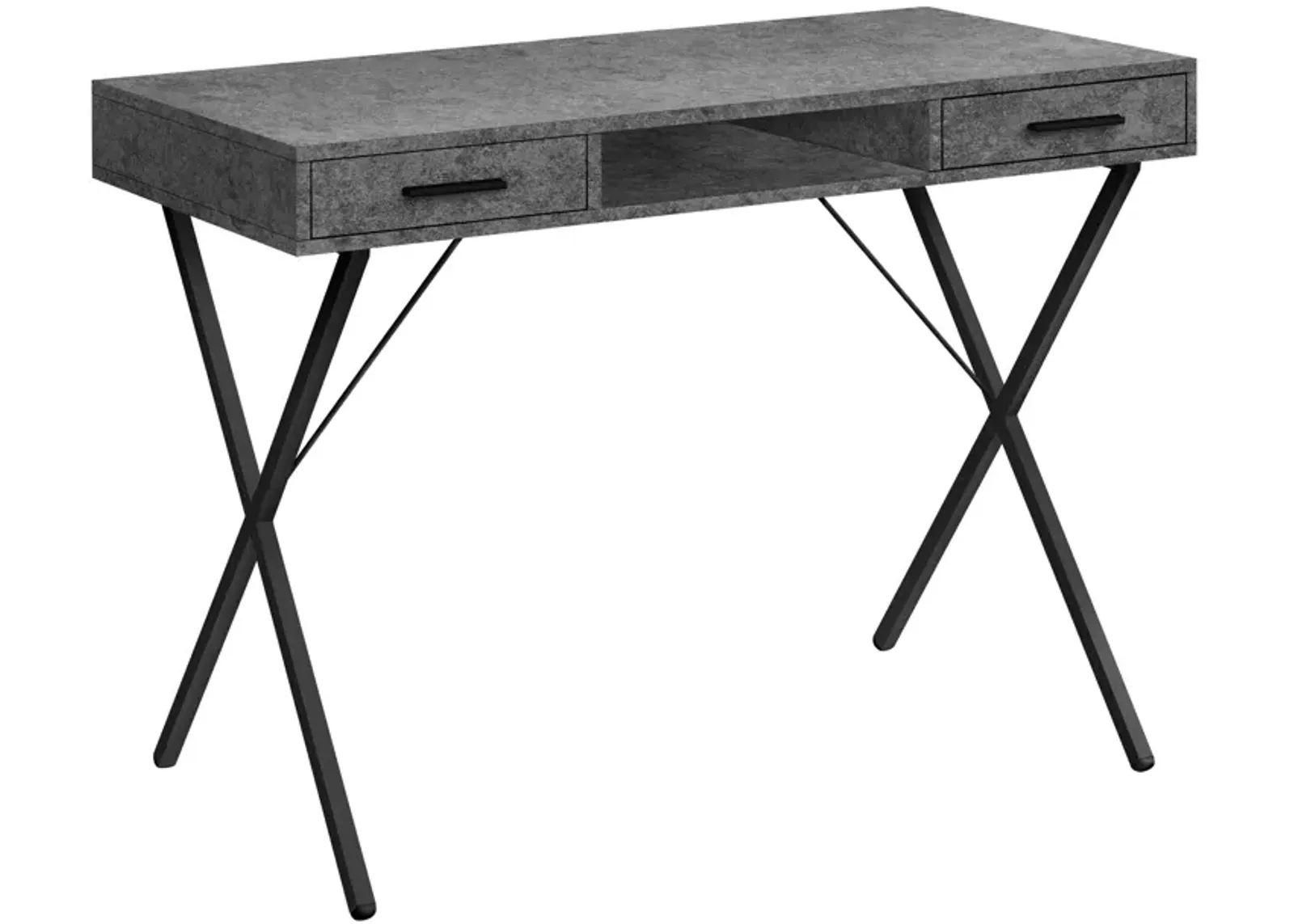 Monarch Specialties I 7795 Computer Desk, Home Office, Laptop, Left, Right Set-up, Storage Drawers, 42"L, Work, Metal, Laminate, Grey, Black, Contemporary, Modern