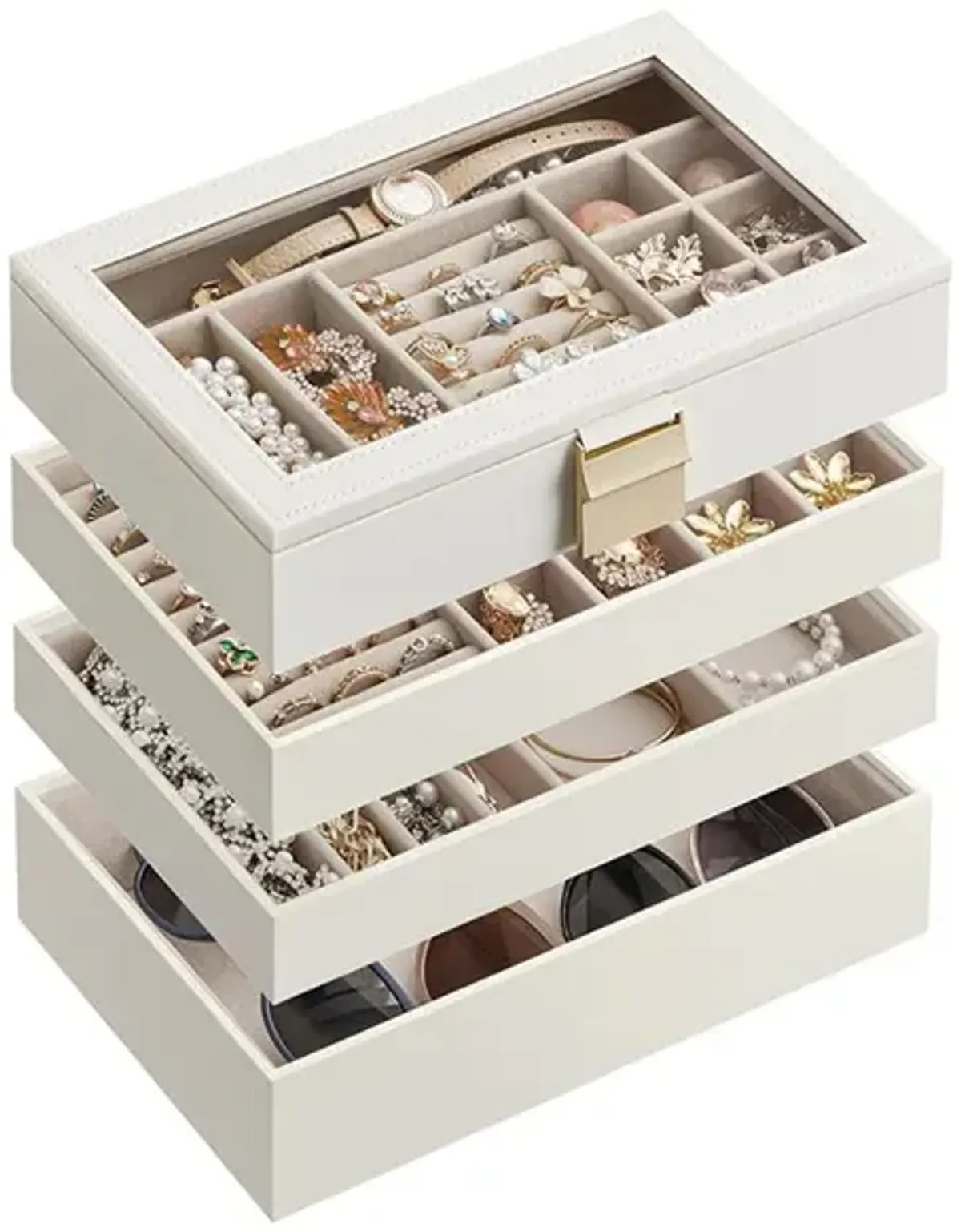 4-Tier Stackable Jewelry Trays for Organized Accessory Storage