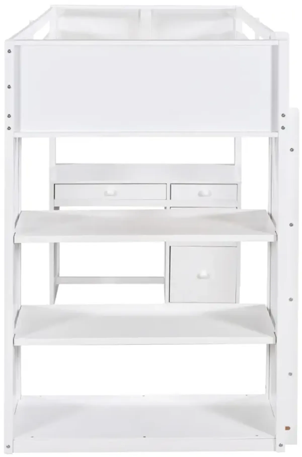 Twin Size Loft Bed With Ladder, Shelves, And Desk