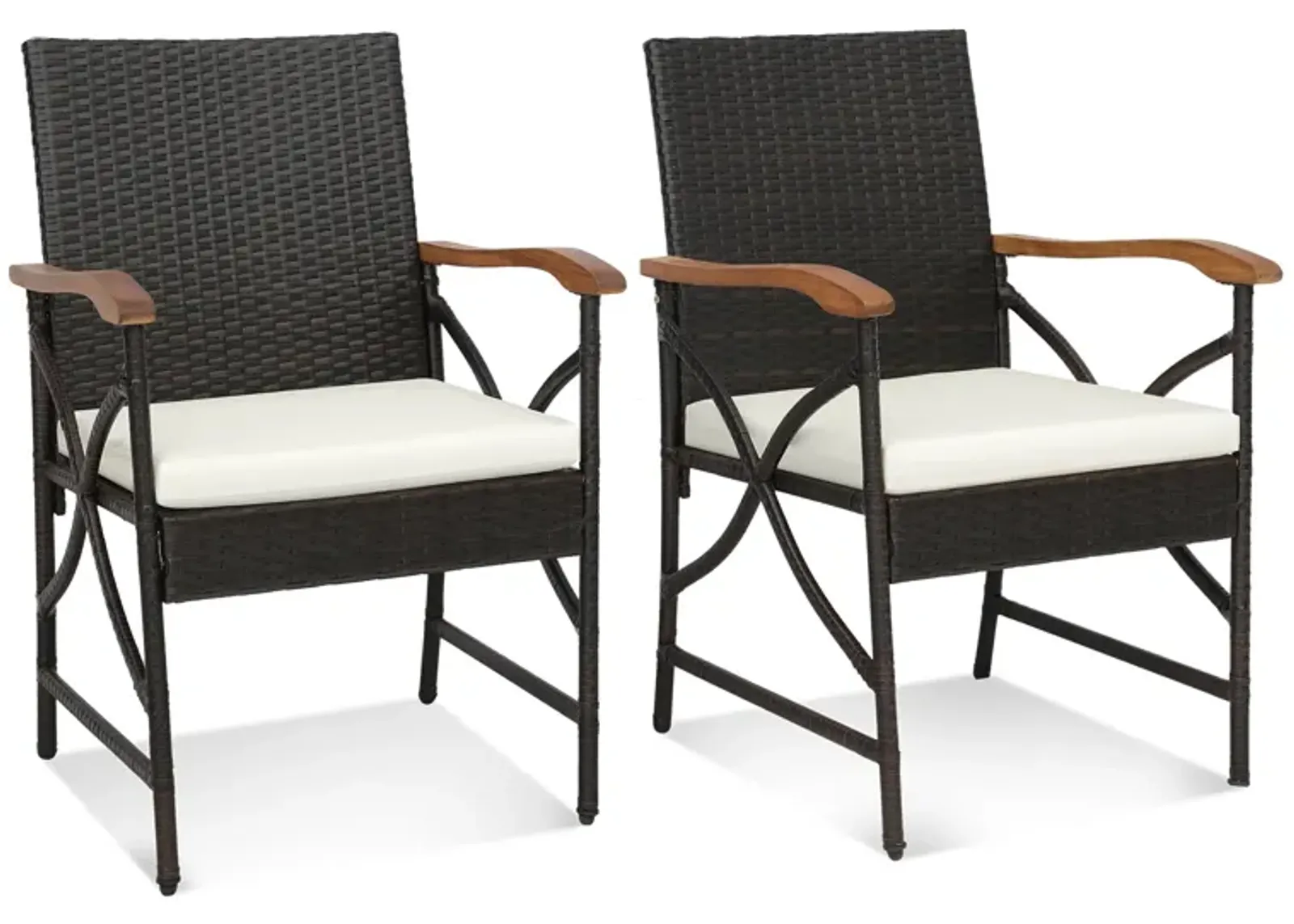 Patio Wicker Dining Chairs with Soft Zippered Cushion