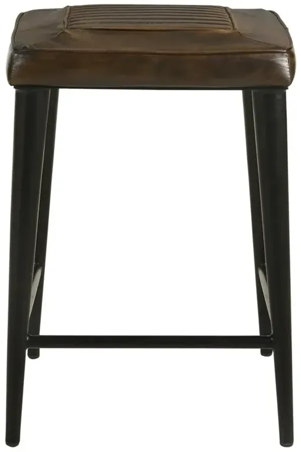 Upholstered Backless Counter Height Stool Antique Brown and Black (Set of 2)