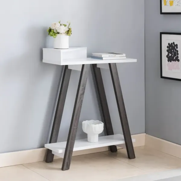 Streamdale Console White Distressed Grey