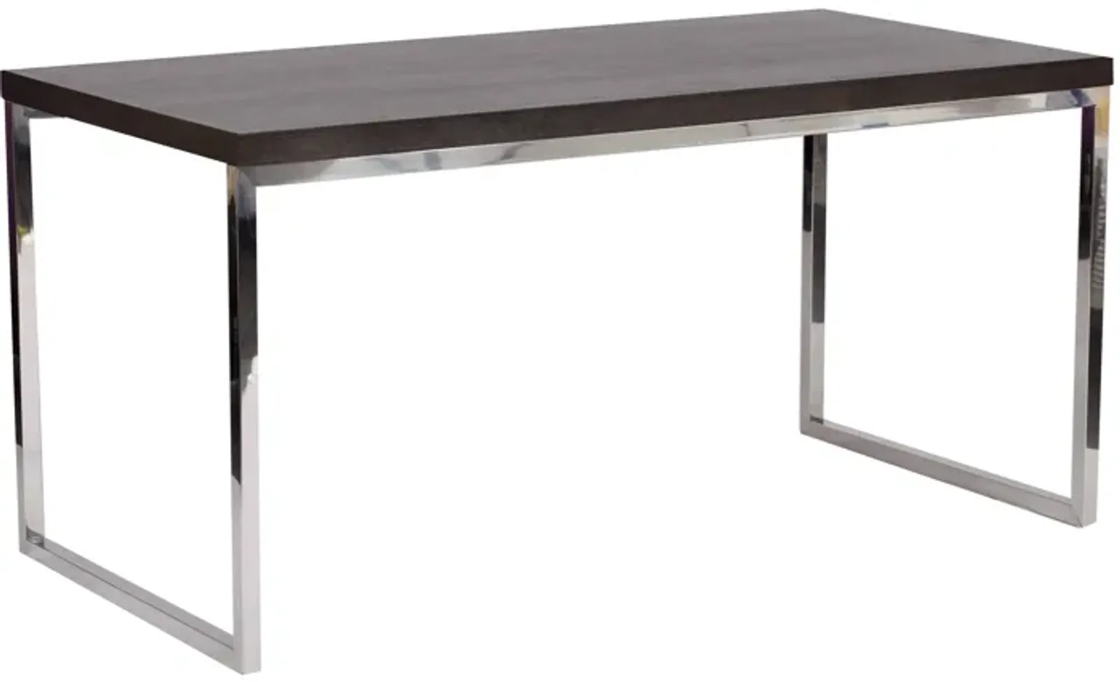 Rami 59 Inch Office Desk, Rectangular Top, Espresso Brown Wood, Steel - Benzara