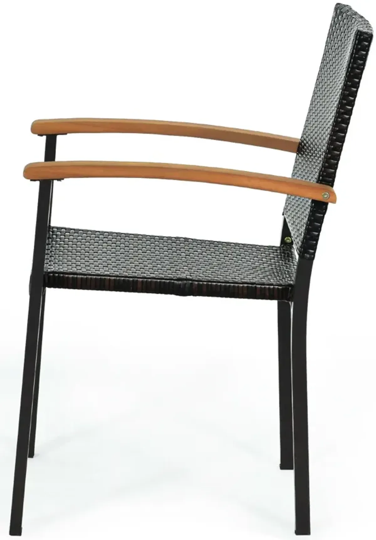 Set of 4 Outdoor Patio PE Rattan Dining Chairs with Powder-coated Steel Frame