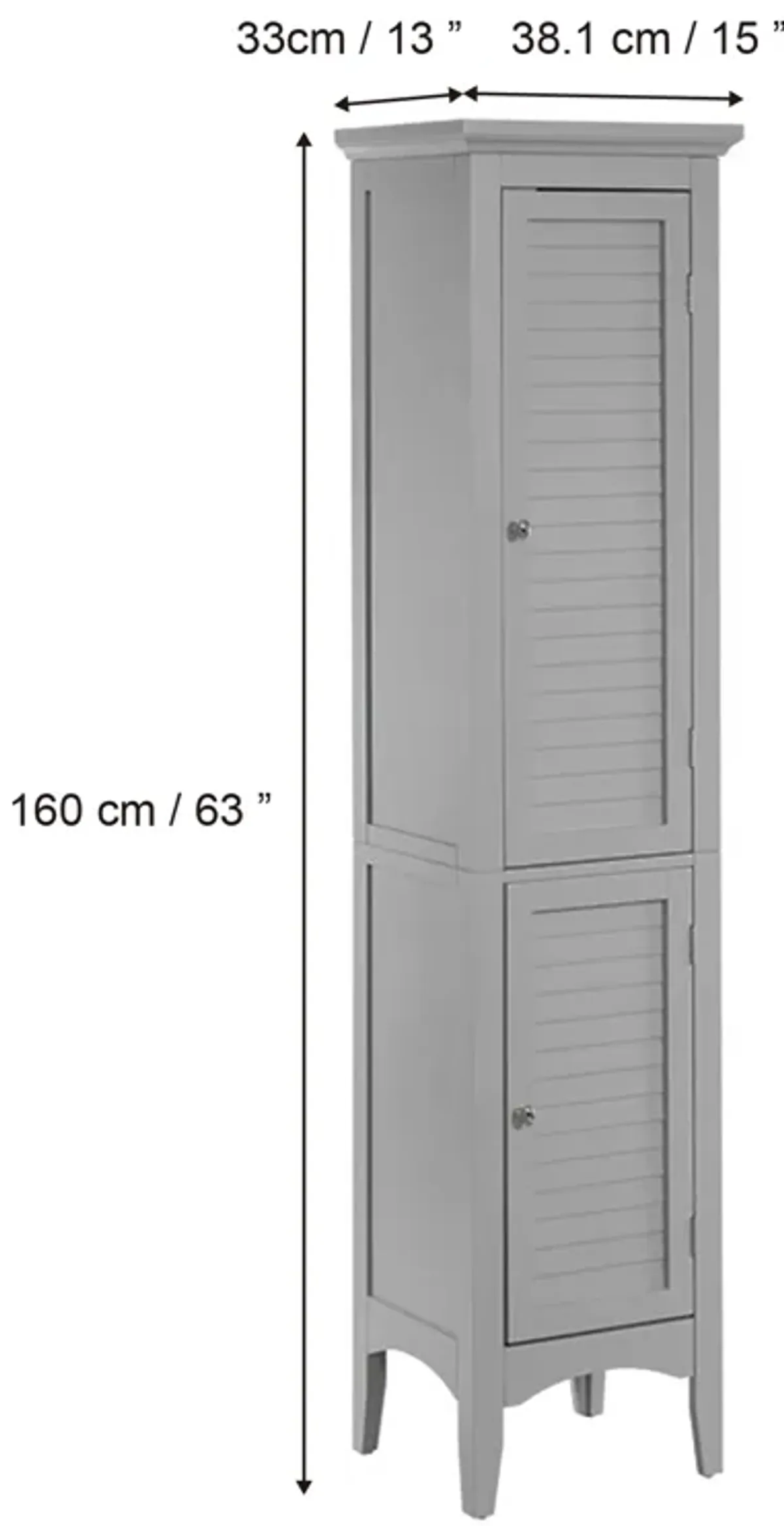 Teamson Home 63"H Glancy Linen Tower with Shutter doors