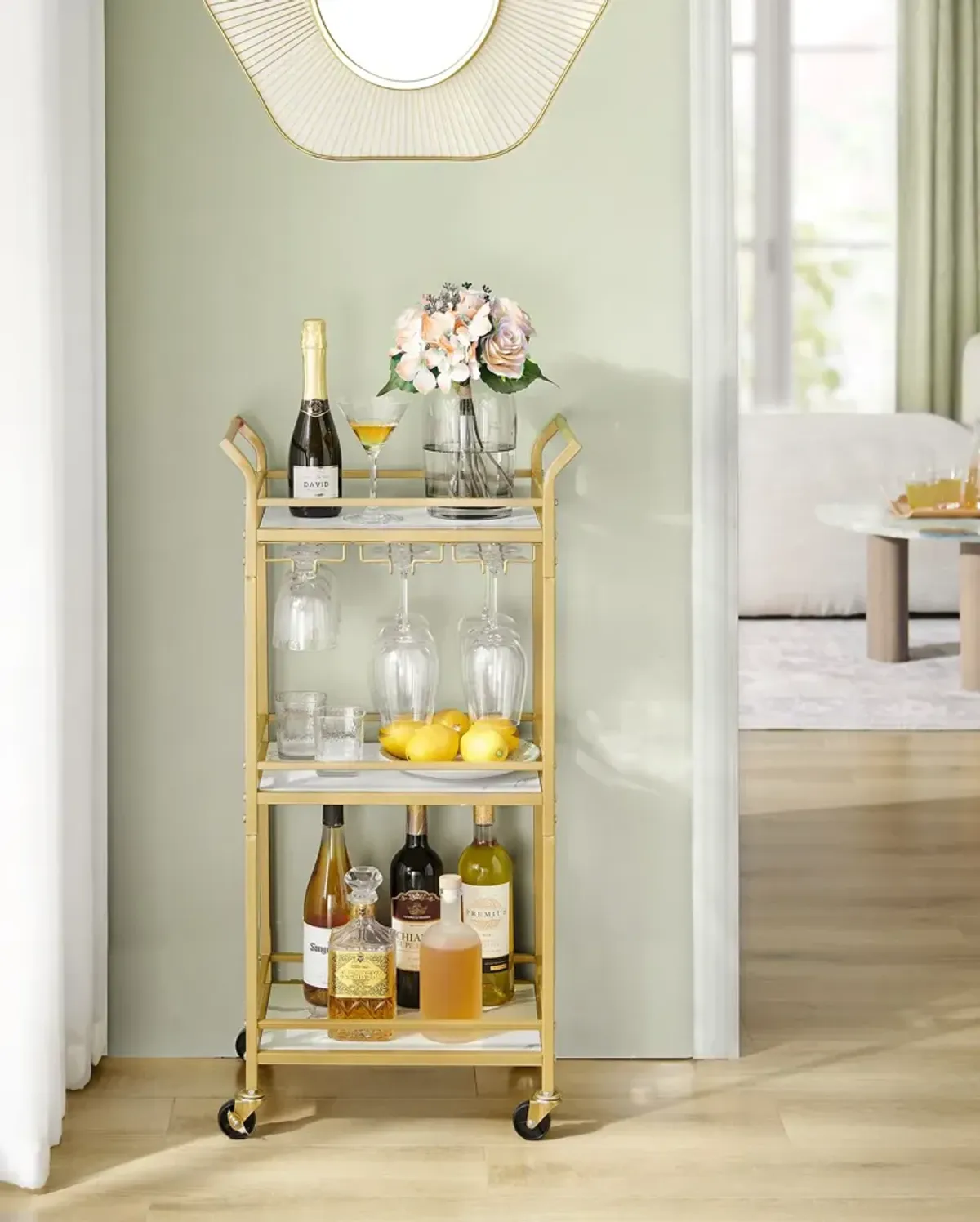 Bar Cart for Stylish and Convenient Beverage Storage and Serving