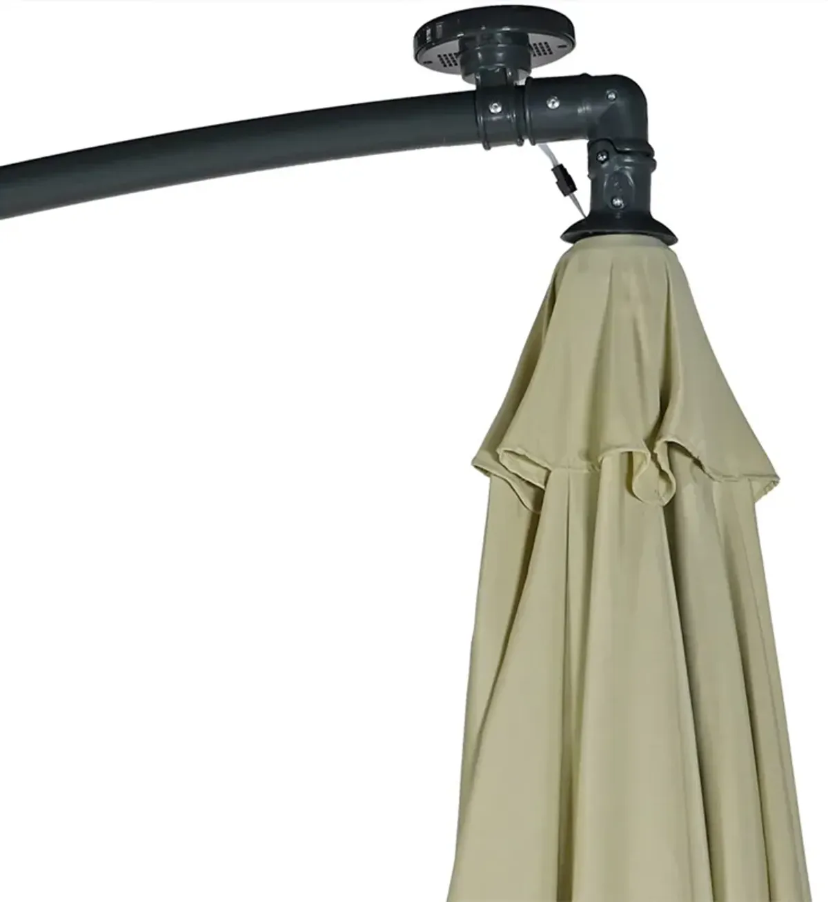 Sunnydaze 10 ft Solar Offset Steel Patio Umbrella with Crank