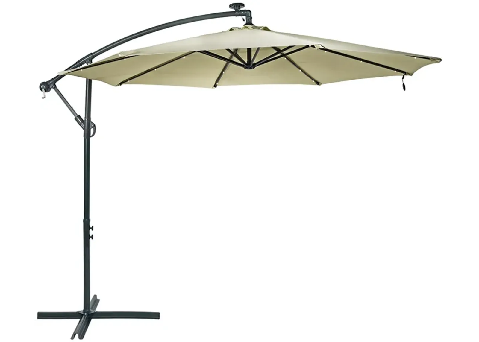 Sunnydaze 10 ft Solar Offset Steel Patio Umbrella with Crank