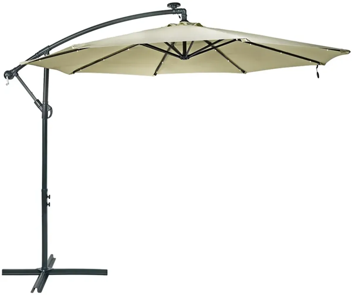 Sunnydaze 10 ft Solar Offset Steel Patio Umbrella with Crank