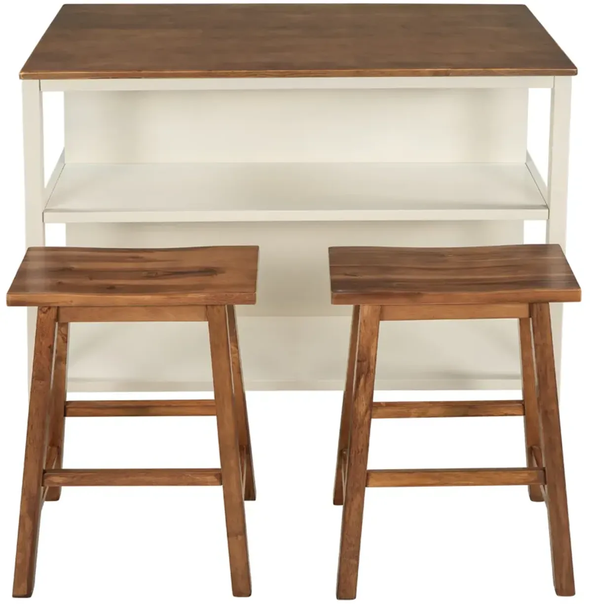 Rustic 3-piece Stationary Kitchen Island Set