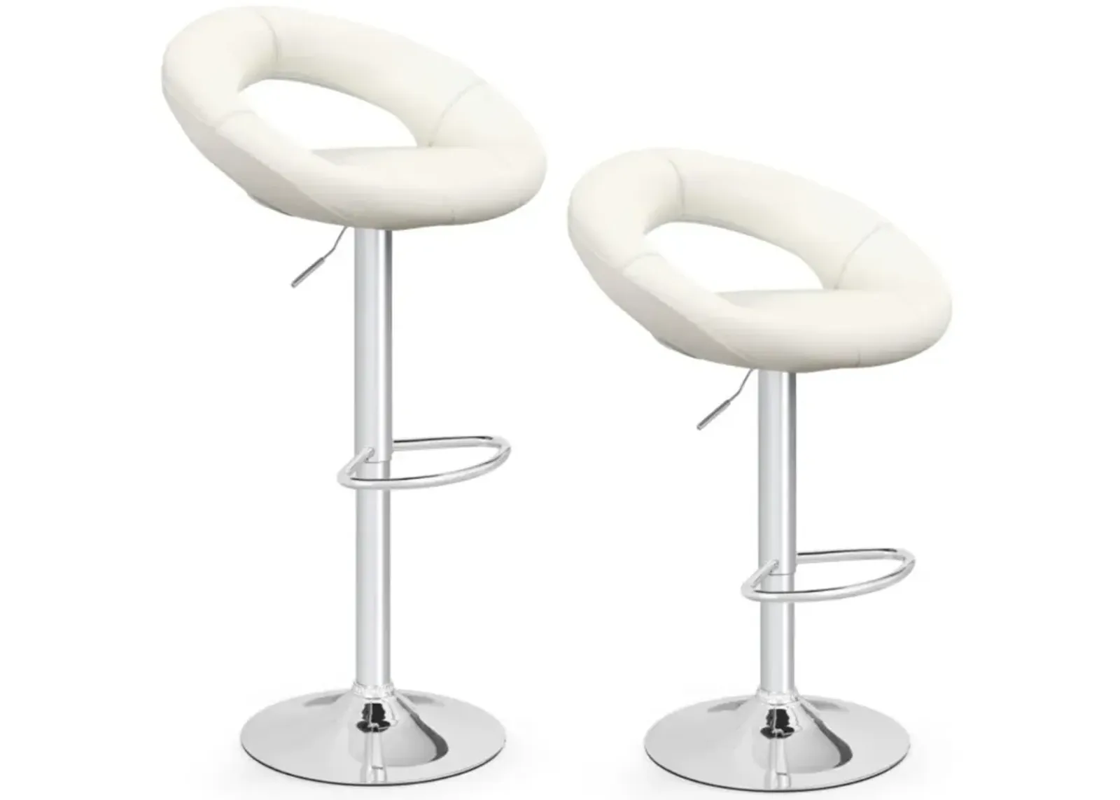 Hivvago Height Adjustable Bar Stools Set of 2 with Hollow Back and Footrest