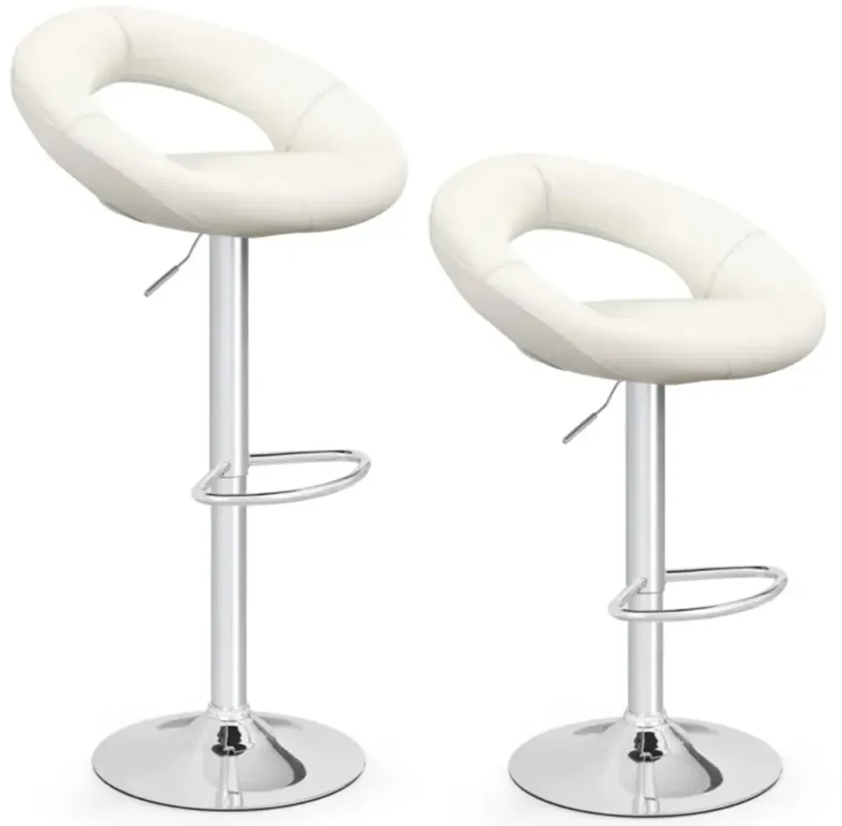 Hivvago Height Adjustable Bar Stools Set of 2 with Hollow Back and Footrest