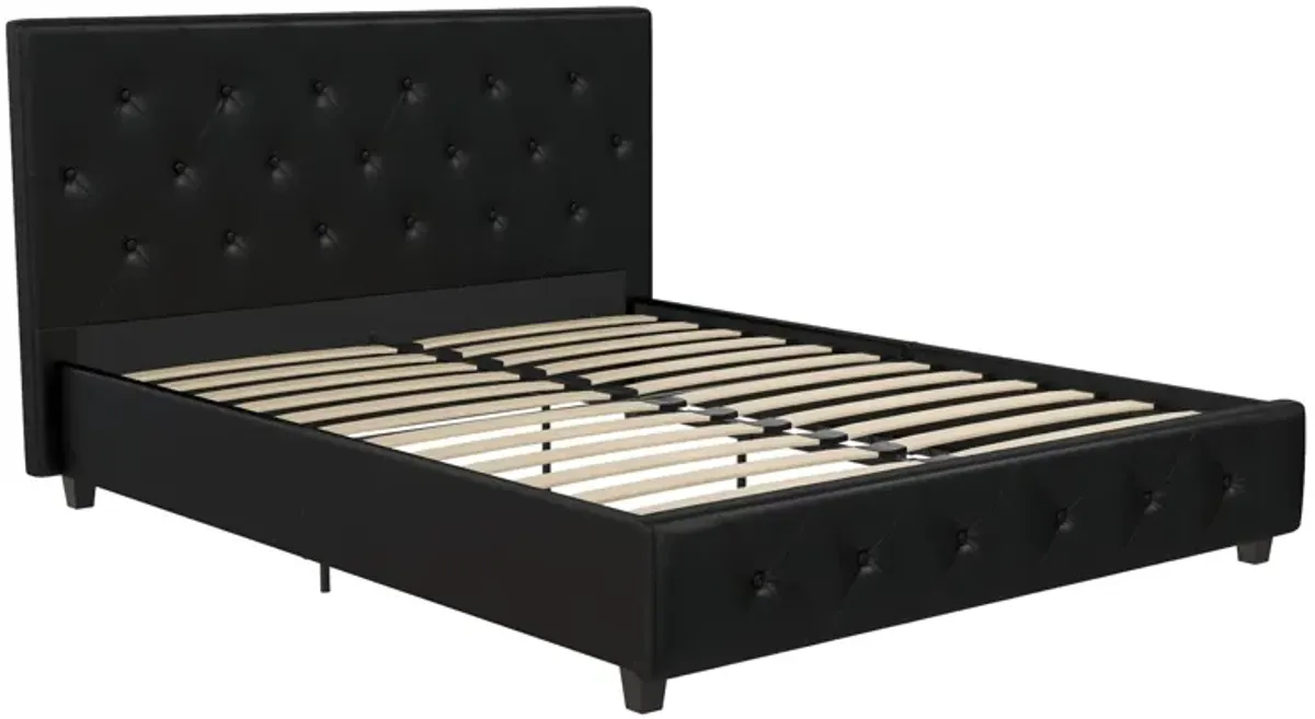 Atwater Living Dana Upholstered Bed, Full, Black Faux Leather