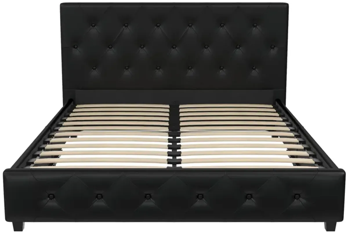 Atwater Living Dana Upholstered Bed, Full, Black Faux Leather