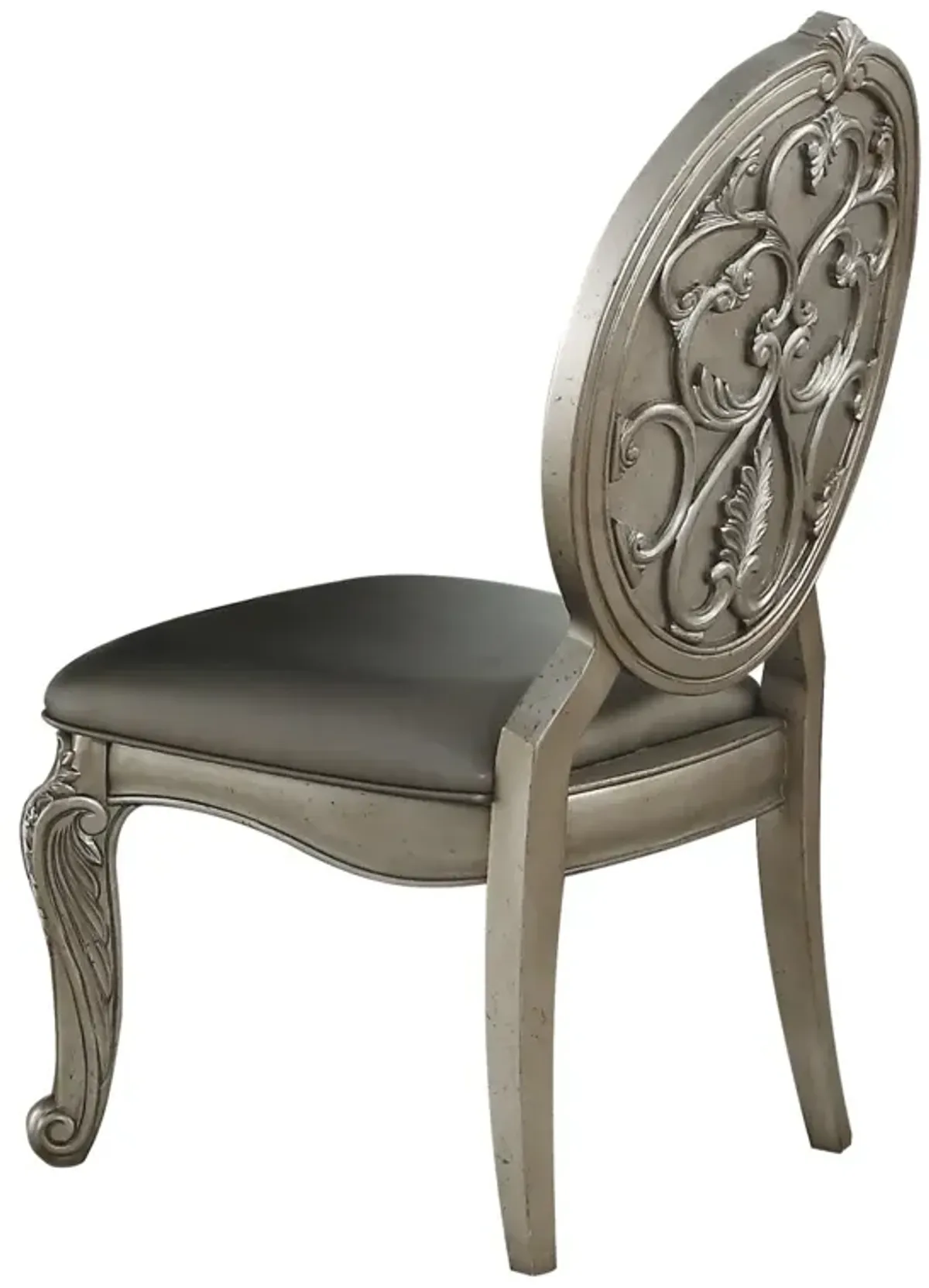 Northville Side Chair (Set of 2) In PU & Antique Silver