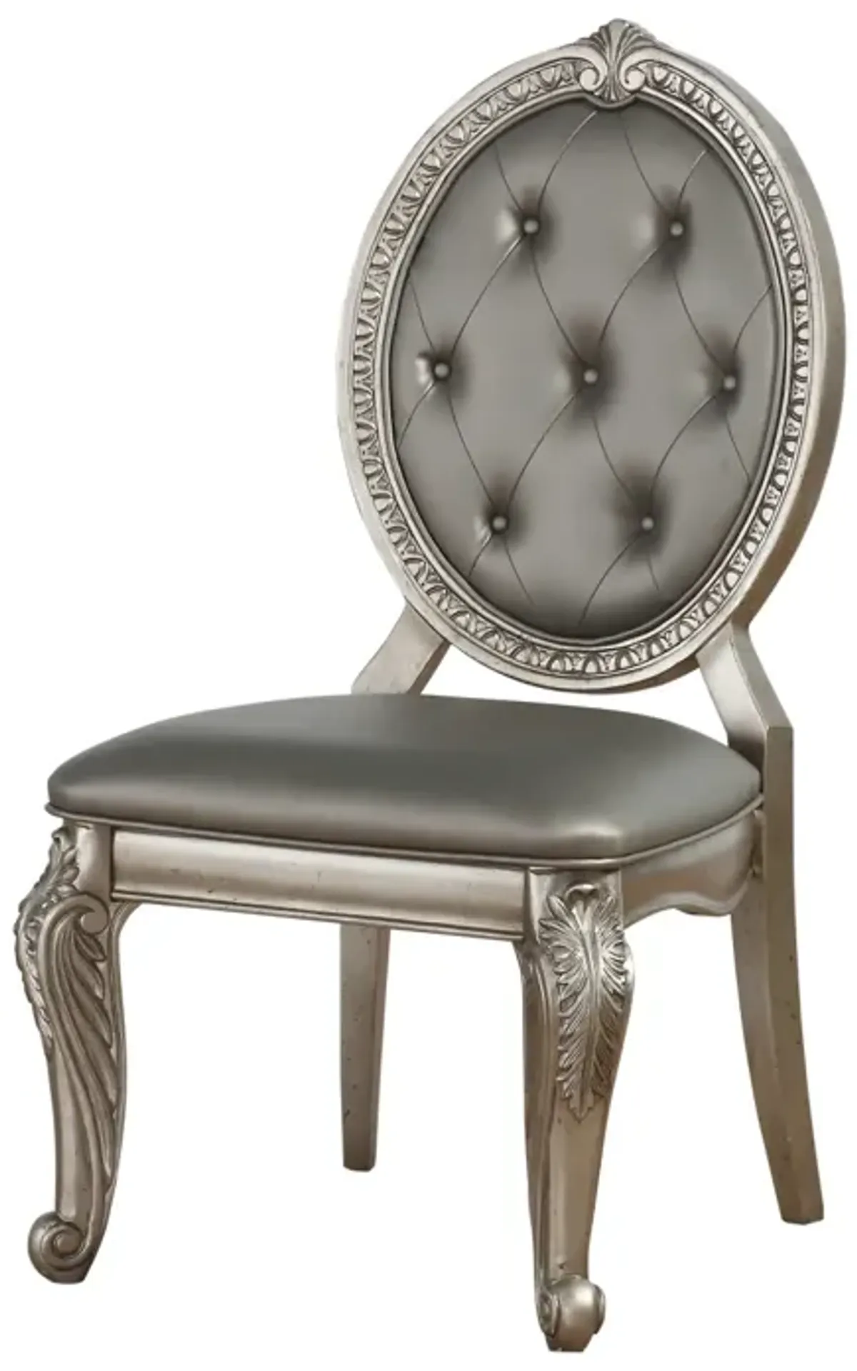 Northville Side Chair (Set of 2) In PU & Antique Silver