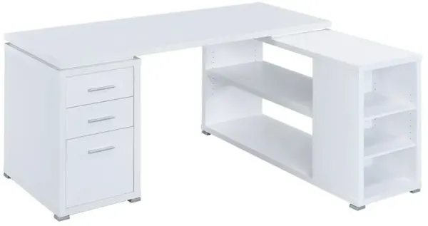 Yvette 60-inch 3-drawer L-Shape Computer Desk White