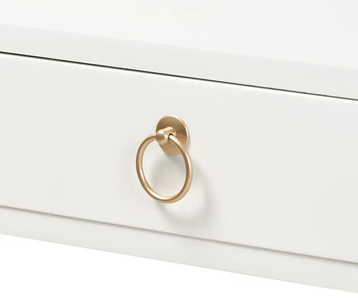 Baxton Studio Beagan Modern White Finished Wood And Gold Metal 2 Drawer Console Table