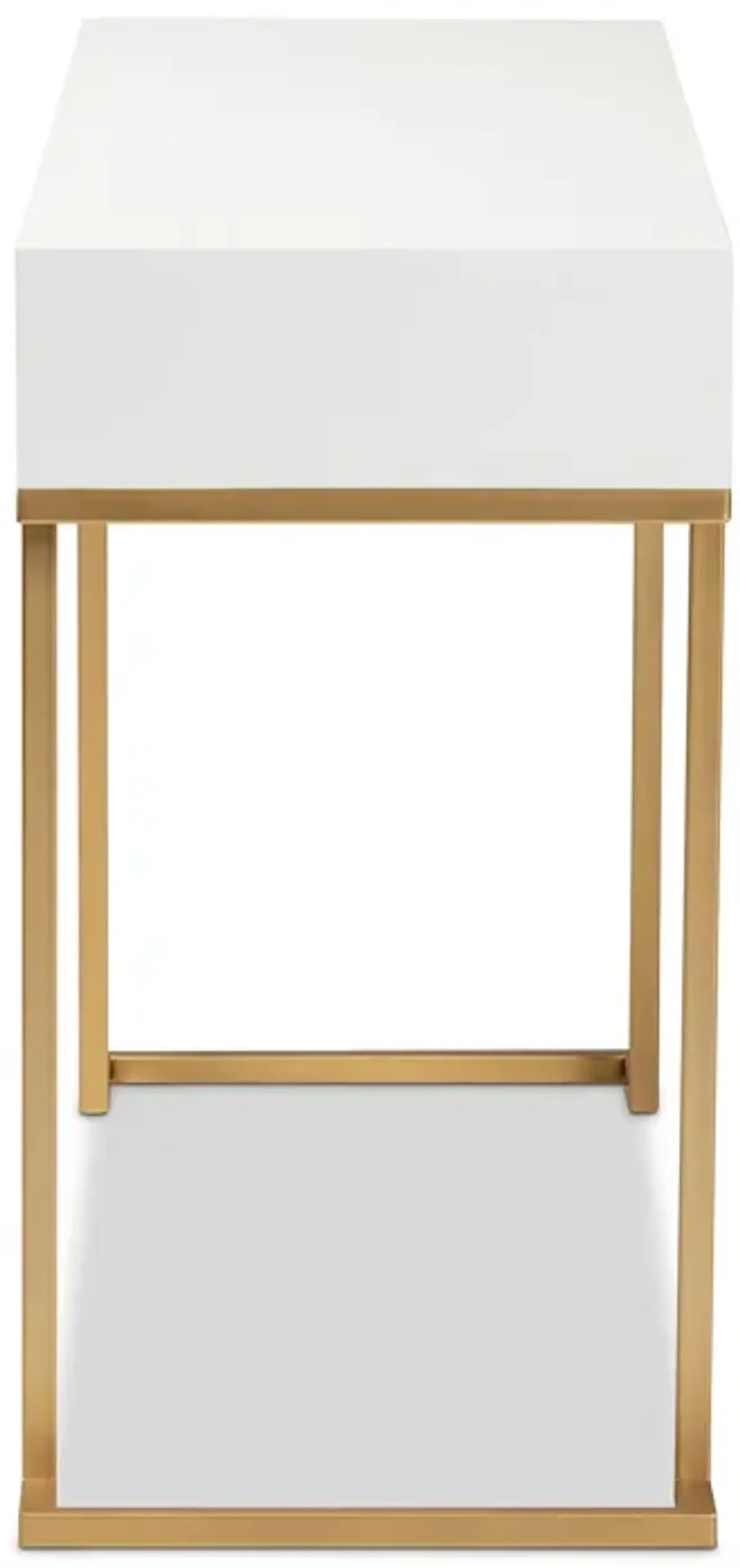 Baxton Studio Beagan Modern White Finished Wood And Gold Metal 2 Drawer Console Table