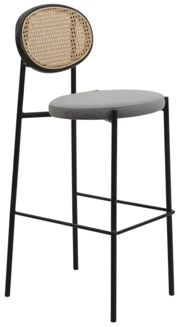 LeisureMod Euston Modern Wicker Bar Stool With Black Steel Frame