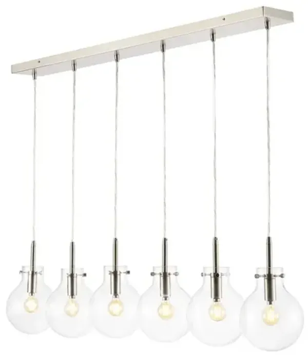 Harlow 6-Light Modern Contemporary Round Glass/Iron LED Linear Pendant
