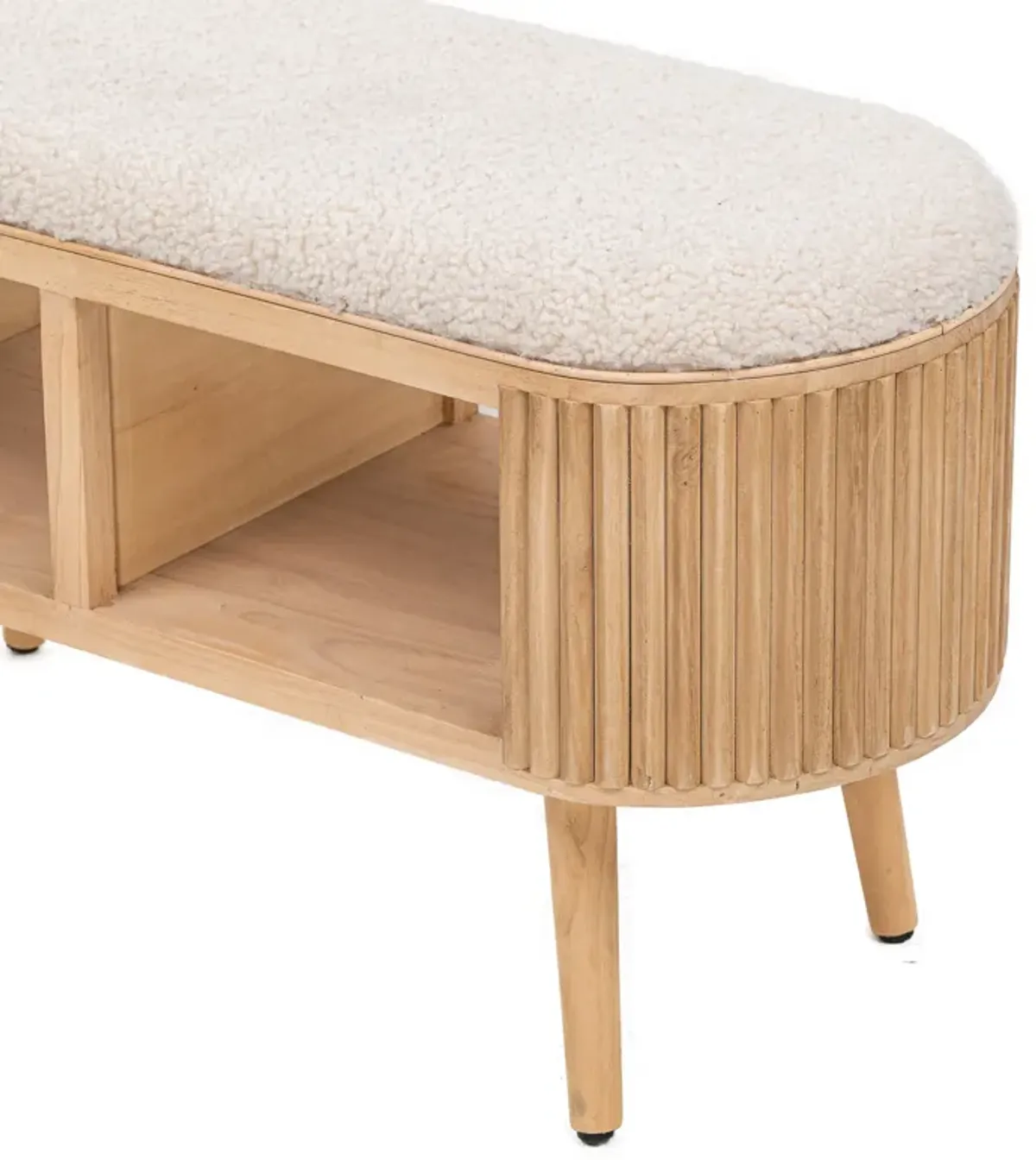 ISUMI Beige Velvet and Rattan Storage Bench